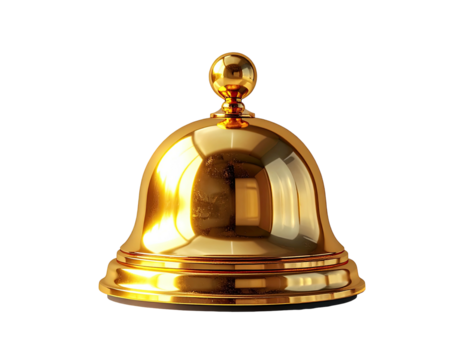 Polished golden bell against black background