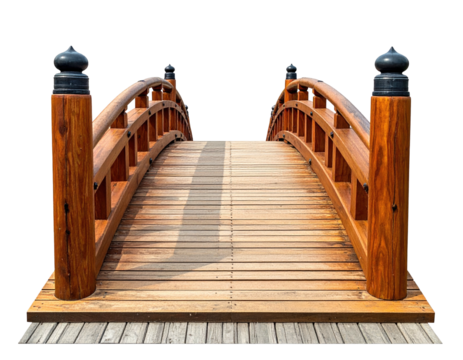 Wooden arch bridge over water
