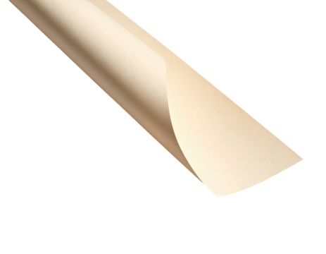 Cream-colored, curved sheet material