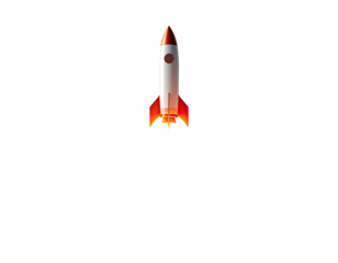 Simple rocket illustration against black background