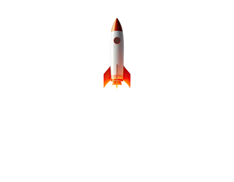 Simple rocket illustration against black background