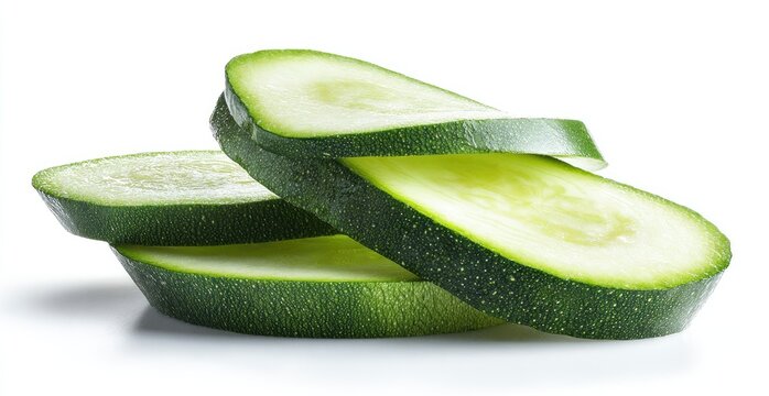 Fresh zucchini slices stacked, close-up - Powered by Adobe