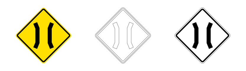 Narrow Bridge Traffic Sign in Vector Format