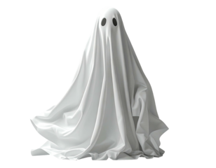White ghost figure, draped in fabric