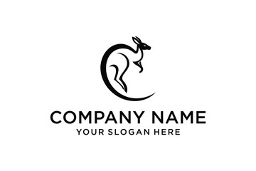 kangaroo icon illustration design, kangaroo silhouette logo