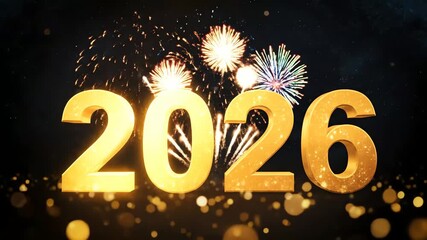 Golden 2026 New Year celebration with vibrant fireworks display for festive occasions and vibrant seasonal promotions, marking a bright future - Powered by Adobe