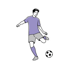 Illustration of a soccer player kicking a ball.