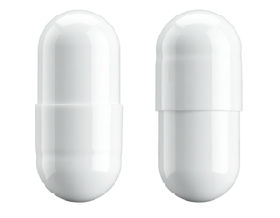 Two white oval capsules