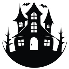 haunted house silhouette vector icon