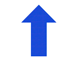 A vibrant blue upward-pointing arrow against a black background