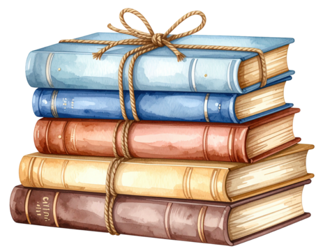 Stack of vintage books tied with twine
