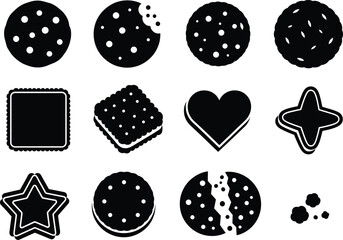 Cookie Vector Silhouette for Bakery Dessert and Food Design