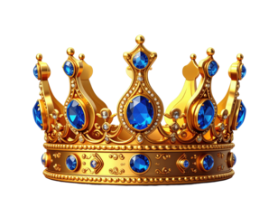 Golden crown with blue gems