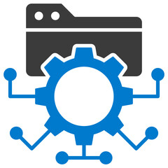 Managing Data Glyph Blue Icon