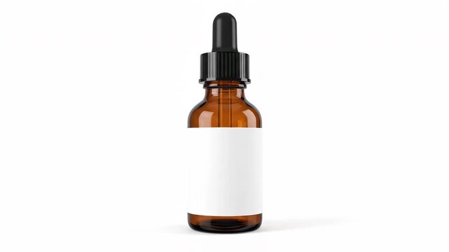 Cosmetic or Medical Oil Bottle Spinning on White Background for Branding