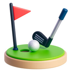 Golf Putting Green With Club 3D Icon