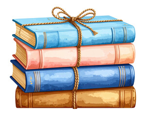 Naklejka premium Stack of vintage books tied with a ribbon