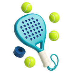 Sport Padel Racket Balls Grip Tape 3D Icon