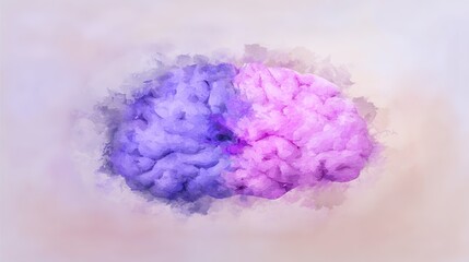 Obraz premium logic. An abstract brain illustration with dual-tone design, representing cognitive functions artistically. STEM education sheets, lab safety posters, designed for biotech research communications