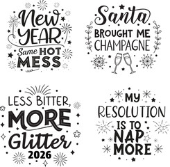 Fototapeta premium Four hand drawn holiday sayings isolated on white background