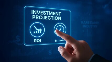 Investment projection with ROI and clock icons futuristic interface highlighting rare earth industry growth potential and future financial planning - Powered by Adobe