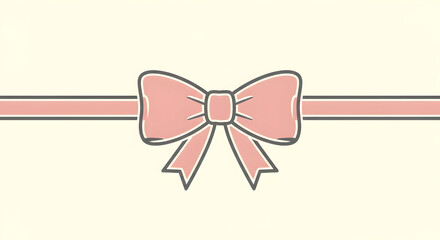 Pink Bow Illustration on Cream Background Design