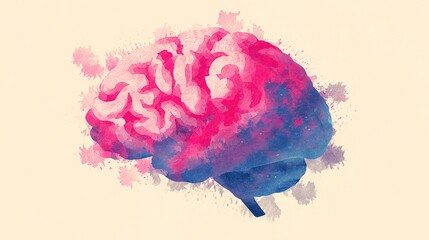 Obraz premium logic. An abstract brain illustration with dual-tone design, representing cognitive functions artistically. STEM education sheets, lab safety posters, designed for biotech research communications