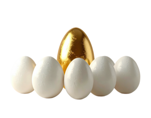 Golden egg amongst white eggs