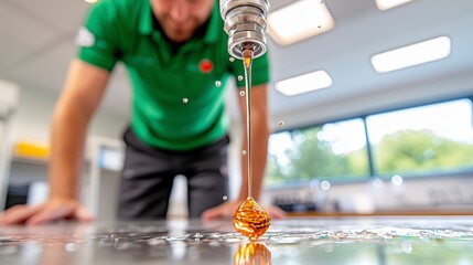 Water Drop Falling into a Pool, Close Up