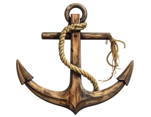 Illustration of a weathered wooden anchor