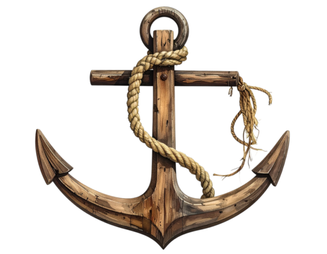 Illustration of a weathered wooden anchor