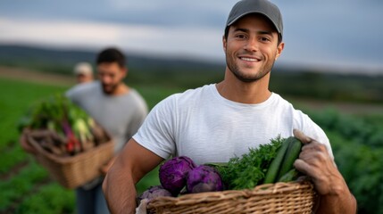 Harvesting fresh produce organic farm photography rural landscape close-up sustainable agriculture