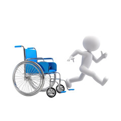 Fototapeta premium Runner Evading Wheelchair on Transparent Background