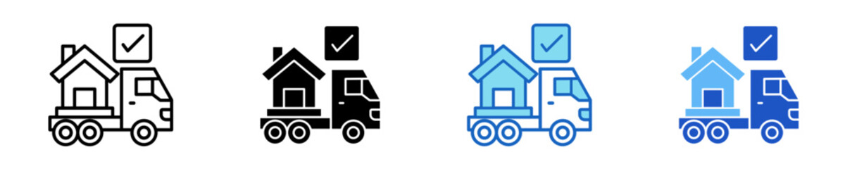 Moving Truck  Icon Set Multiple Style Collection