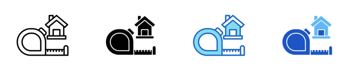 Measuring Tape  Icon Set Multiple Style Collection