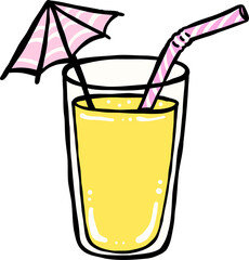 Illustration of a Lemonade Drink with Umbrella