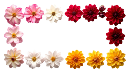 Two 3D floral border variations with petals isolated on transparent background