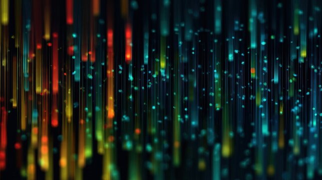 Abstract digital artwork showing vertical lines of color cascading down, interspersed with shimmering particles