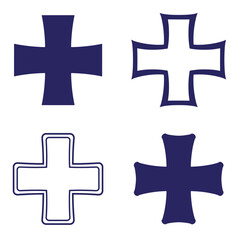 Obraz premium Four variations of a maltese cross symbol in various styles and outlines on white