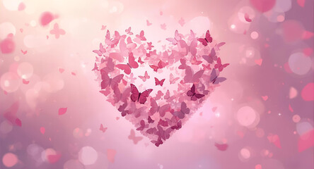 pink heart with butterflies © Wilda