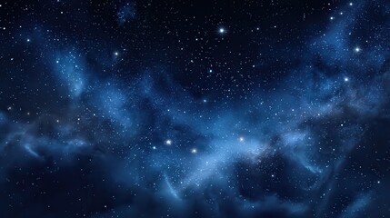 Vast blue nebula with distant stars in deep space