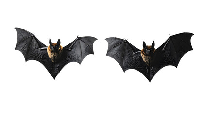 Two bat silhouette variations isolated on transparent background