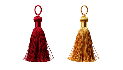 Two decorative tassel variations isolated on transparent background