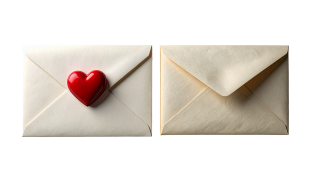 Two love letter envelope variations isolated on transparent background