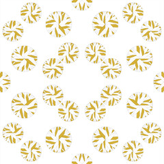 Seamless Small Circular Mandala Pattern with White and Yellow Radial Lines on White Background