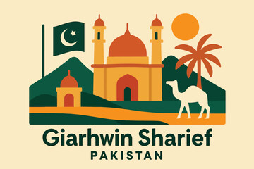 Giarhwin Sharief Pakistan Flat Multi-Element Illustration