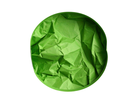 Crumpled green paper circle