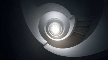 Elegant spiral staircase design modern building architectural detail minimalist aesthetic top-down view innovative structure