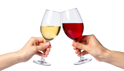 Two wine glass toast variations isolated on transparent background