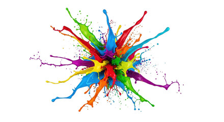 Obraz premium Colorful Paint Splash Explosion on White featuring paint, splash, color, colorful, explosion creative visual for commercial